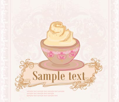 Cup of coffee with abstract design elements