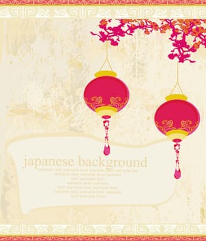 Chinese New Year card with asian lanterns