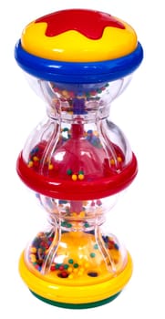 A colorful baby rattle isolated on a white