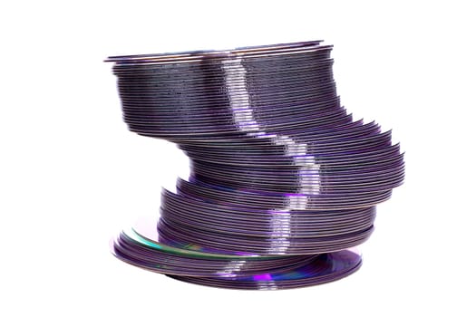 A pile of dvd discs isolated on white