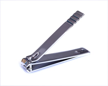 A steel nail clippers on white background