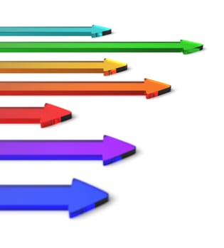 Colorful 3D arrows coming from the left