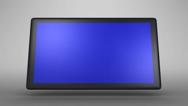 3D tablet in black with blue display