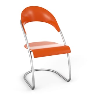 3D Chair in Front of White Background - Orange
