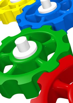 Colorful Gears - Green Red Blue Yellow