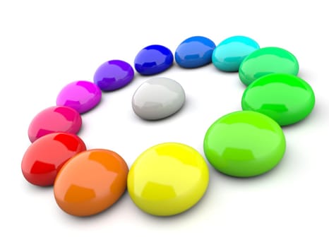 3D color wheel made of drops