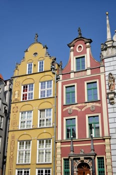 Colorful buildings in the city of Gdansk, Poland.