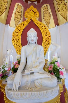 Burmese Temple Kakusanda Marble Stone Buddha Statue with Ornate Carvings