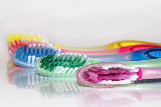 Colorful variety of toothbrushes
