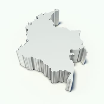 map of Colombia in perspective and white
