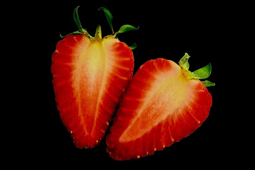 Strawberry with a black background