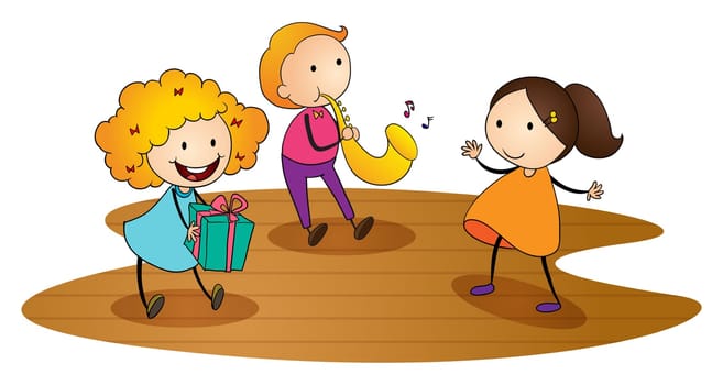 illustration of kids on a white background