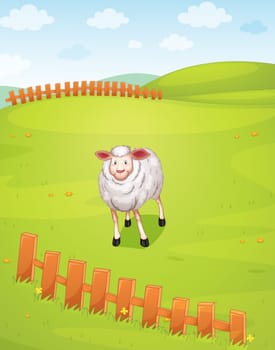 illustration of a sheep in a beautiful nature