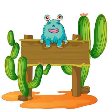illustration of an alien sitting on board on hite