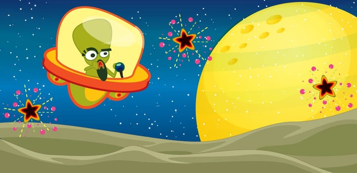 illustration of alien in the universe