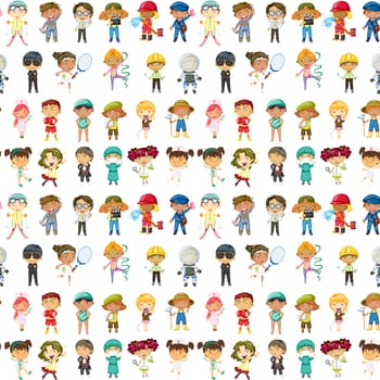 illustration of kids on a white background