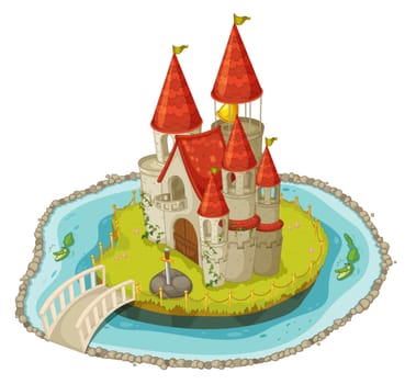 Illustration of a cartoon castle