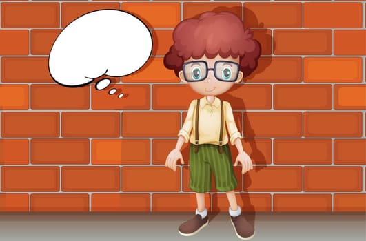 illustration of a boy standing in front of a wall