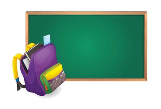 illustration of green board and school bag