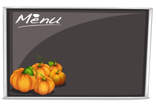 illustration of a menu on a black board on a white background