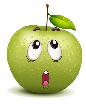illustration of a wondering apple smiley on a white