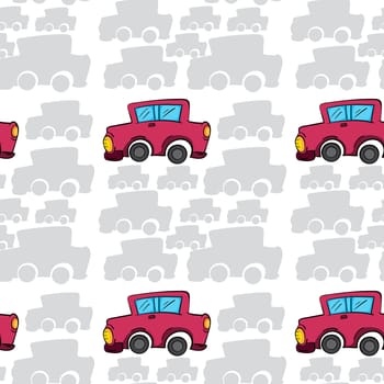 illustration of an array of cars on white background