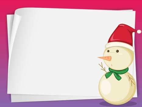 illustration of paper sheets and a snowman