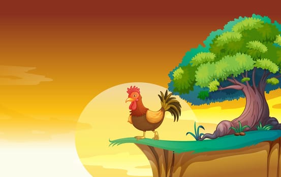 illustration of a hen in a beautiful nature