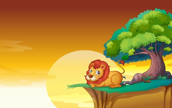 illustration of lion in a beautiful nature