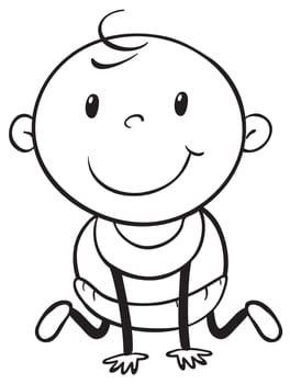 Young baby in black and white outline