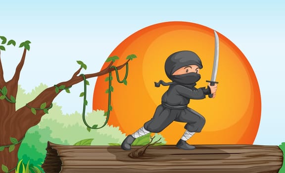 illustration of a thief in a beautiful nature