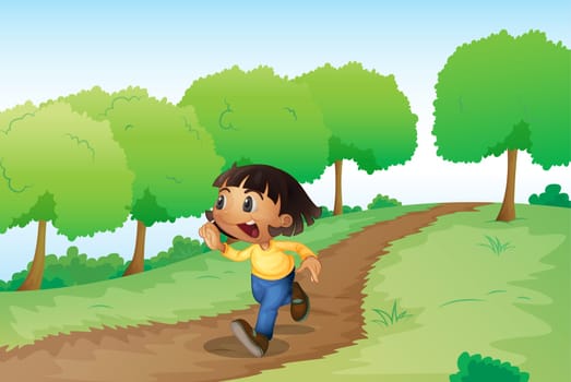 illustration of a girl in a beautiful nature