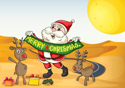 Illustration of a santa in desert