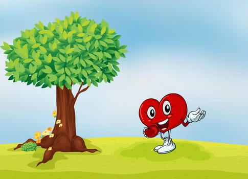 illustration of a heart and a tree in a beautiful nature