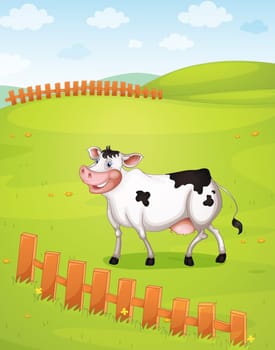 illustration of a cow in a beautiful nature