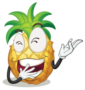 illustration of a pineapple smiling on a white background