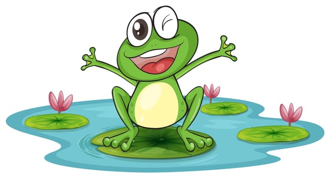 illustration of a frog and a water on a white background