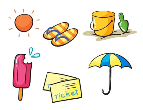 illustration of various objects on white background
