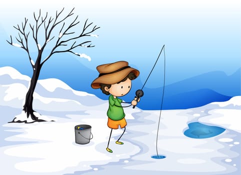 illustration of a boy in a beautiful nature