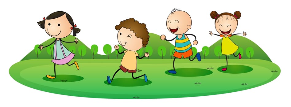 illustration of kids on a white background