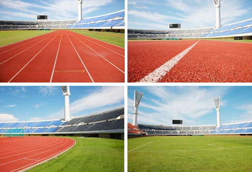 illustration of a stadium and a race track