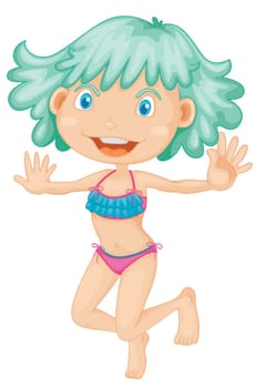 Cute girl in bikini illustration