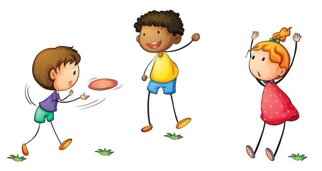 Illustration of simple kids playing