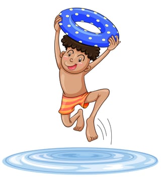 illustration of a boy diving into water on a white background