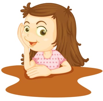 illustration of a girl leaning on table