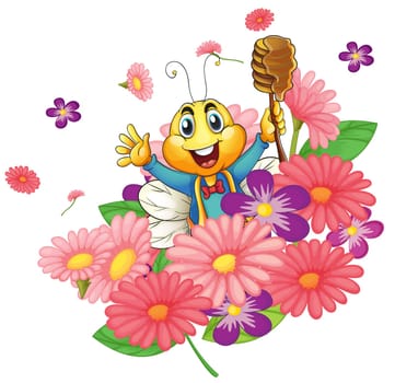 illustration of a honey bee in the flowers