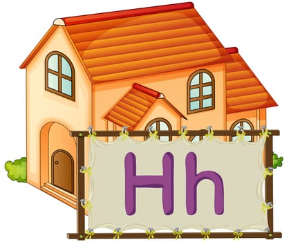 Alphabet letter illustration on a brown canvas