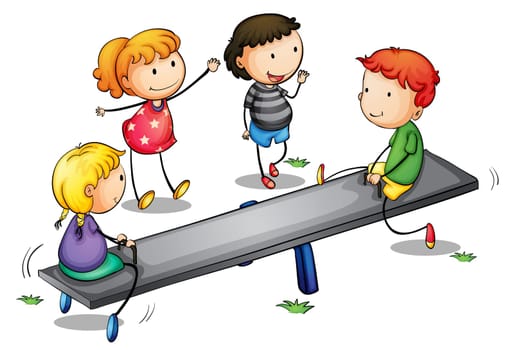 Illustration of kids on a seesaw