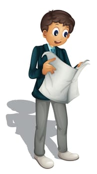 Illustration of an animated business man on white