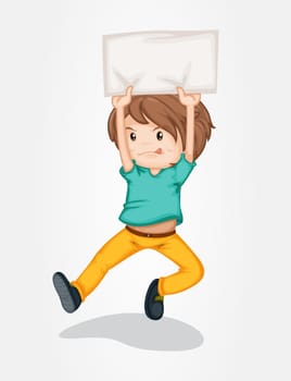 Illustration of boy holding a banner